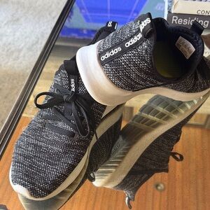 Adidas Women's Black and White Knit Sneakers